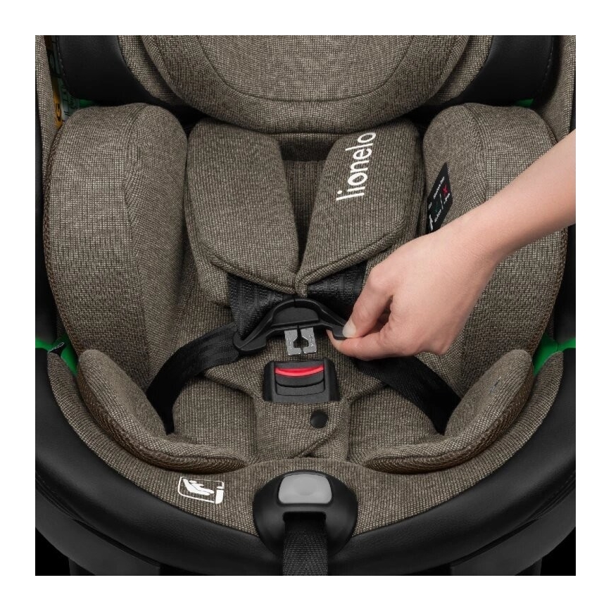 Lionelo - Bilbarnstol med bas swivel HARMONY i-Storlek 40-150 cm svart/oliv