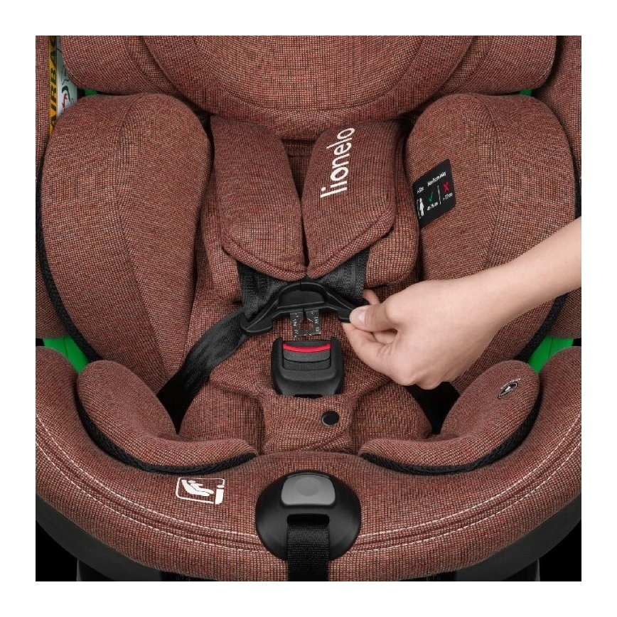 Lionelo - Bilbarnstol med bas swivel HARMONY i-Storlek 40-150 cm tegelsten