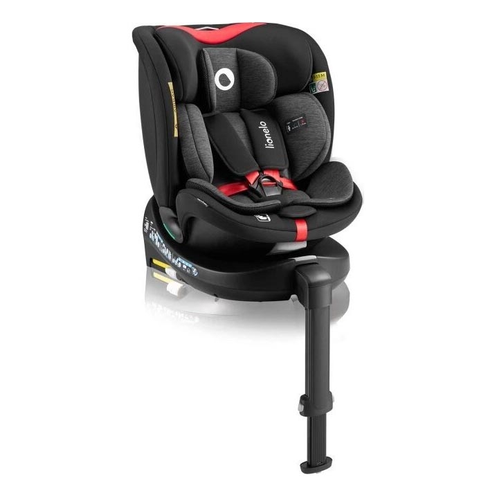 Lionelo - Bilbarnstol med bas swivel NAVY i-Storlek 40-150 cm svart/röd