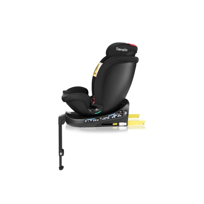 Lionelo - Bilbarnstol med bas swivel NAVY i-Storlek 40-150 cm svart/röd