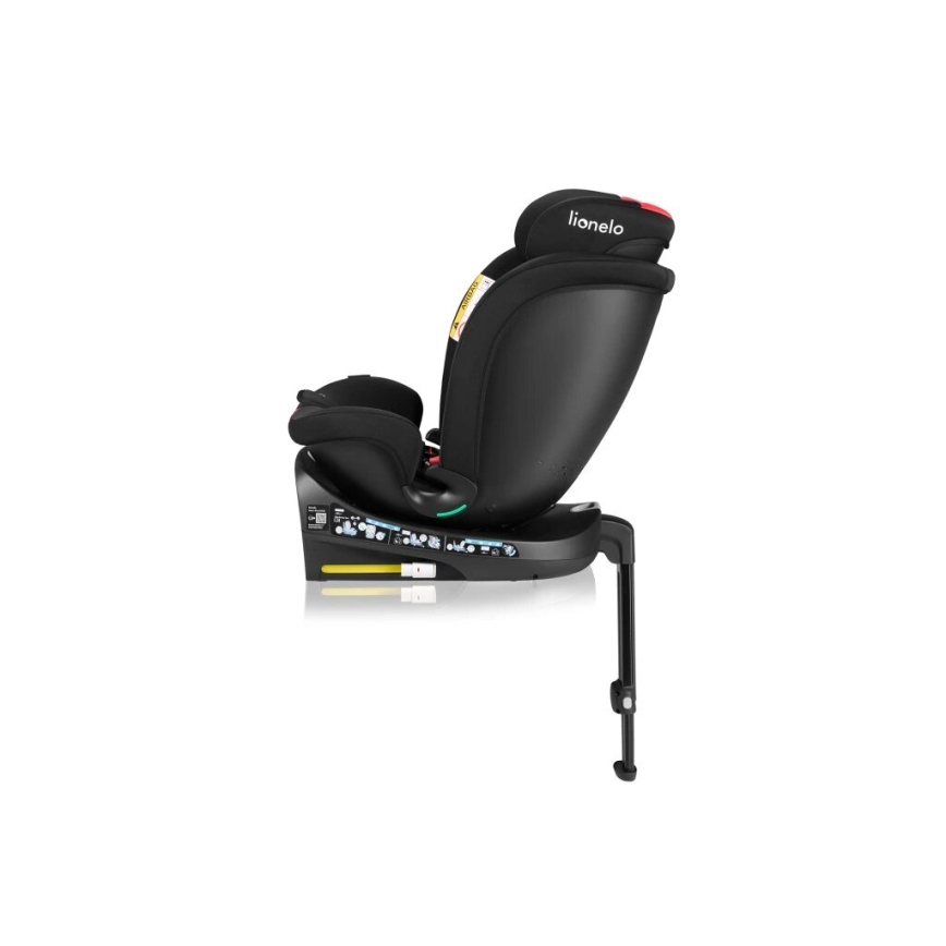 Lionelo - Bilbarnstol med bas swivel NAVY i-Storlek 40-150 cm svart/röd