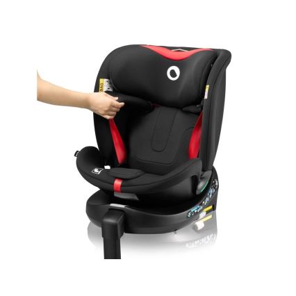 Lionelo - Bilbarnstol med bas swivel NAVY i-Storlek 40-150 cm svart/röd