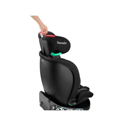 Lionelo - Bilbarnstol med bas swivel NAVY i-Storlek 40-150 cm svart/röd