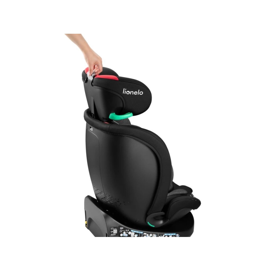 Lionelo - Bilbarnstol med bas swivel NAVY i-Storlek 40-150 cm svart/röd