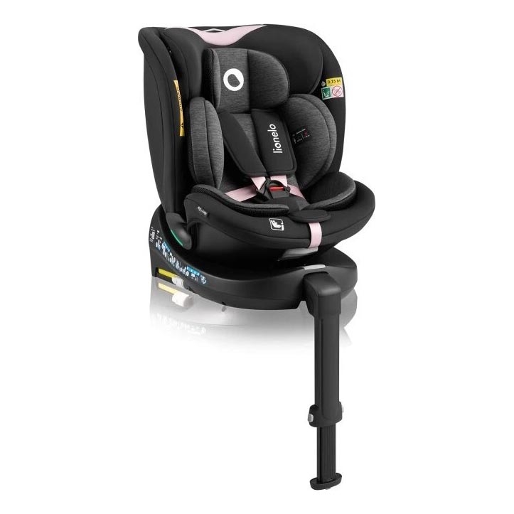 Lionelo - Bilbarnstol med bas swivel NAVY i-Storlek 40-150 cm svart/rosa