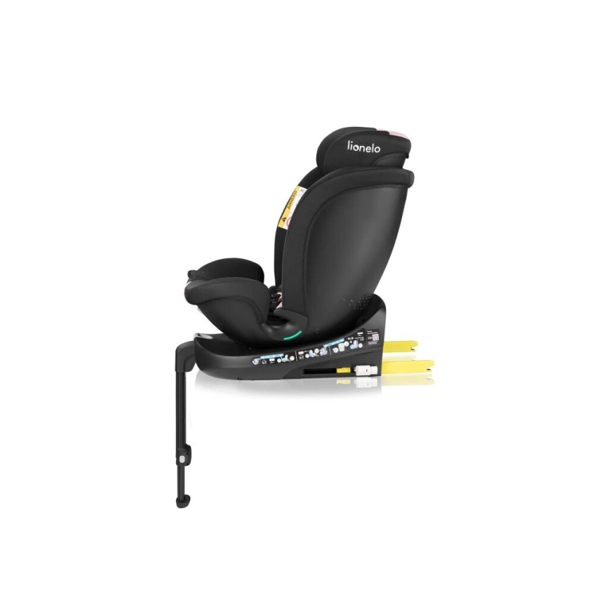 Lionelo - Bilbarnstol med bas swivel NAVY i-Storlek 40-150 cm svart/rosa
