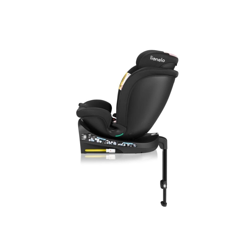 Lionelo - Bilbarnstol med bas swivel NAVY i-Storlek 40-150 cm svart/rosa