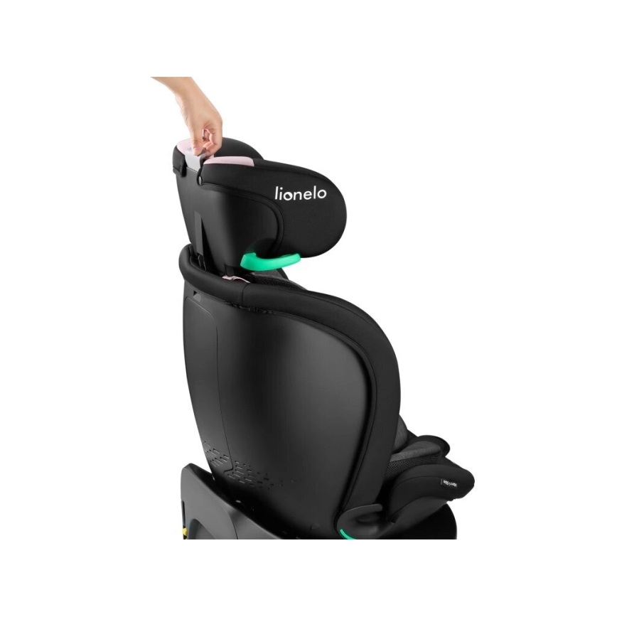 Lionelo - Bilbarnstol med bas swivel NAVY i-Storlek 40-150 cm svart/rosa