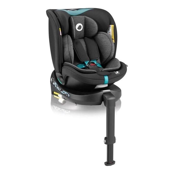 Lionelo - Bilbarnstol med bas swivel NAVY i-Storlek 40-150 cm svart/turkos