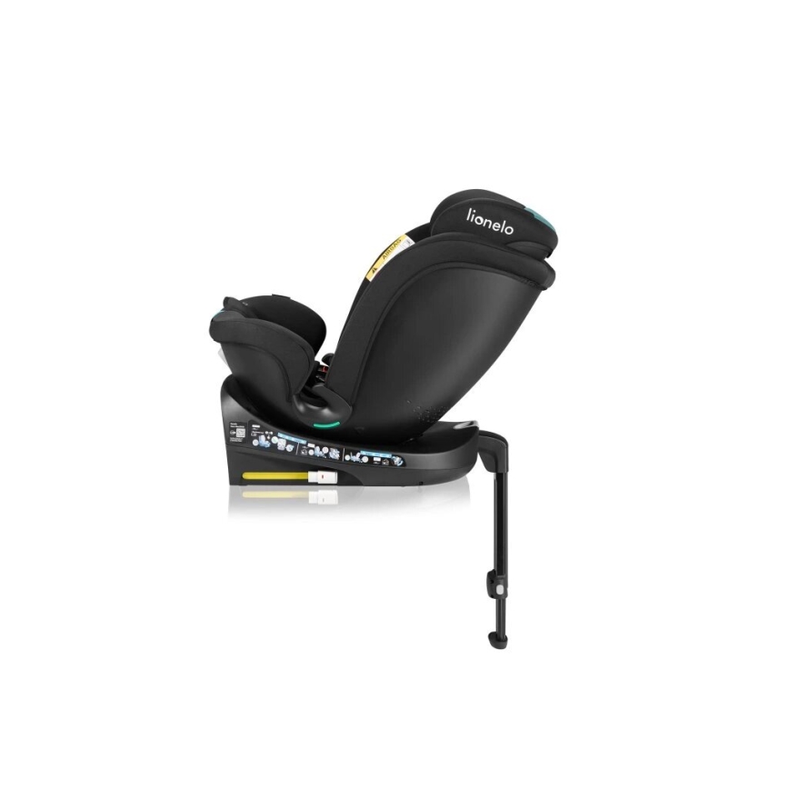 Lionelo - Bilbarnstol med bas swivel NAVY i-Storlek 40-150 cm svart/turkos
