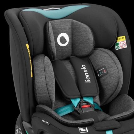Lionelo - Bilbarnstol med bas swivel NAVY i-Storlek 40-150 cm svart/turkos