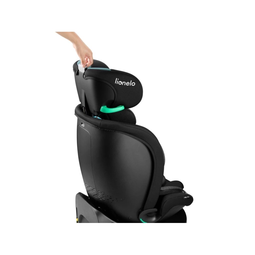 Lionelo - Bilbarnstol med bas swivel NAVY i-Storlek 40-150 cm svart/turkos