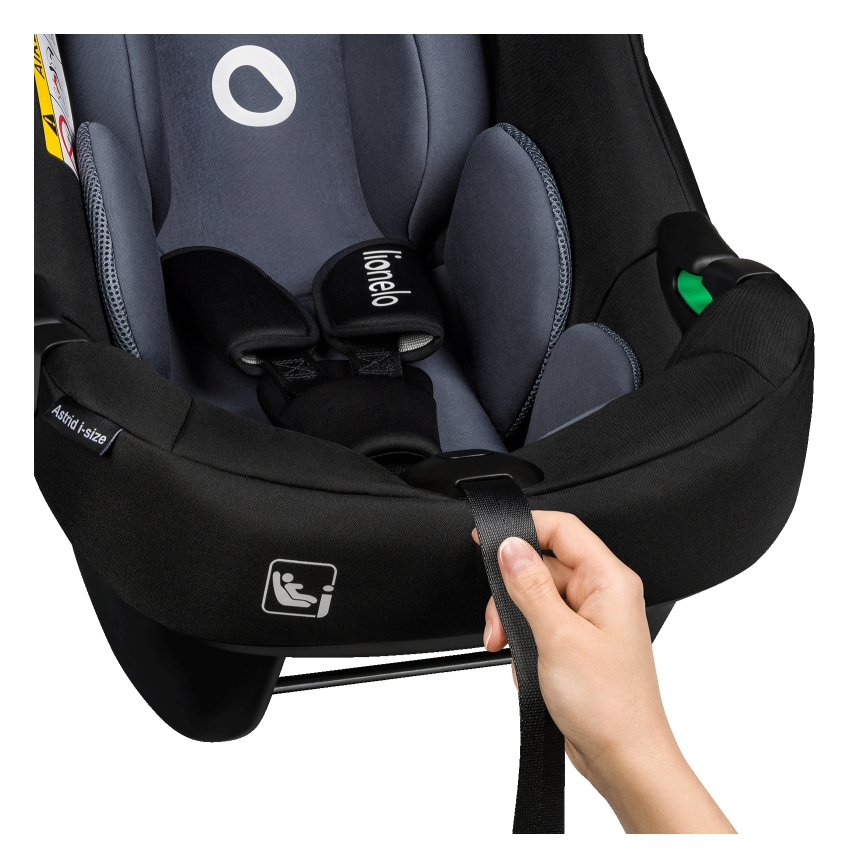 Lionelo - Bilbarnstol med medföljande roterbar bas ASTRID SET i-Size 40-87 cm Svart/Grå