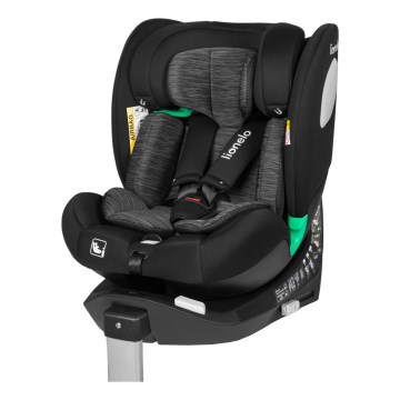 Lionelo - Bilbarnstol med vridbar bas BRAAM i-Size 40-150 cm Black Carbon