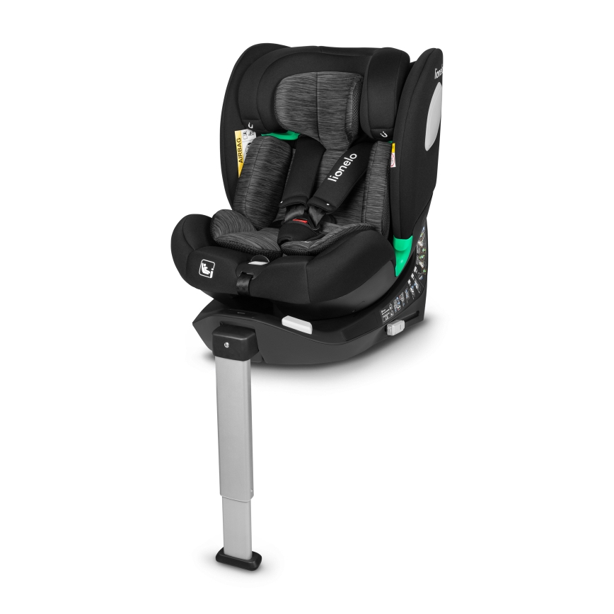 Lionelo - Bilbarnstol med vridbar bas BRAAM i-Size 40-150 cm Black Carbon