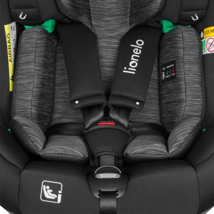 Lionelo - Bilbarnstol med vridbar bas BRAAM i-Size 40-150 cm Black Carbon