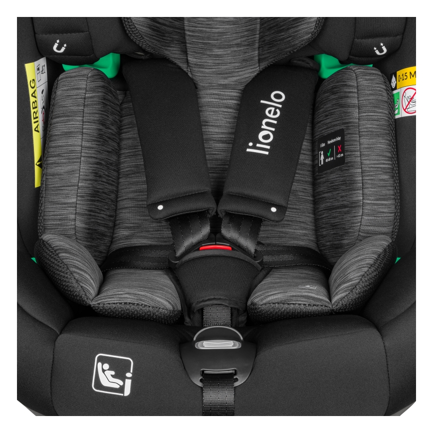 Lionelo - Bilbarnstol med vridbar bas BRAAM i-Size 40-150 cm Black Carbon