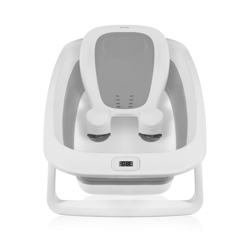 Lionelo - Hopfällbar babybalja med inbyggd termometer BABY BUBBLE 2x LR44 Duvgrå
