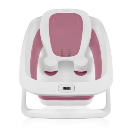 Lionelo - Hopfällbar barnbadbalja med inbyggd termometer BABY BUBBLE 2x LR44 Rosa Magnolia