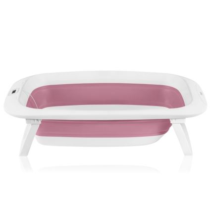 Lionelo - Hopfällbar barnbadbalja med inbyggd termometer BABY BUBBLE 2x LR44 Rosa Magnolia