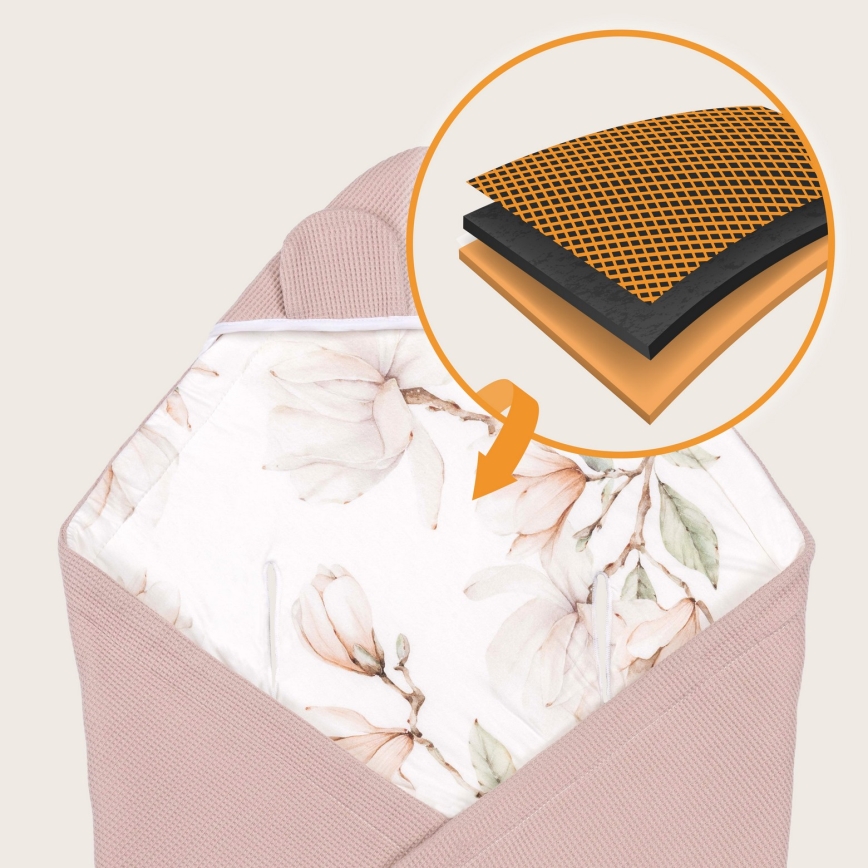 Lionelo - Insvepningsfilt för bilbarnstol TRAVEL SWADDLE 90x90 cm Beige Magnolia