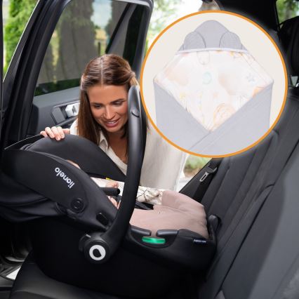 Lionelo - Insvepningsfilt till bilbarnstol TRAVEL SWADDLE 90x90 cm Grå Ballong