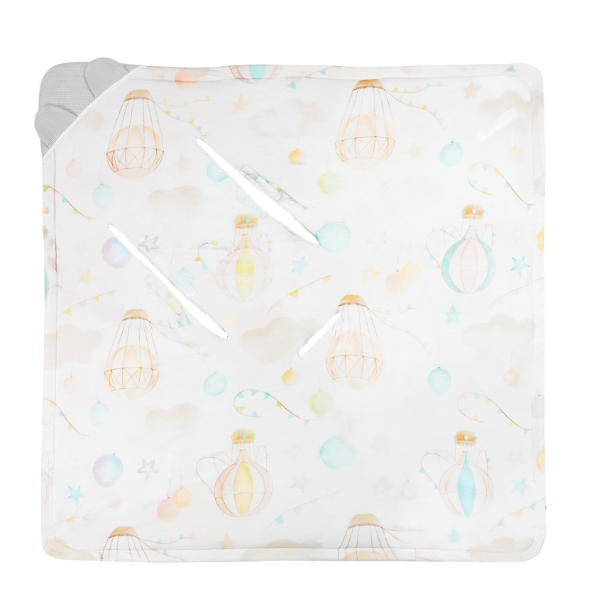 Lionelo - Insvepningsfilt till bilbarnstol TRAVEL SWADDLE 90x90 cm Grå Ballong