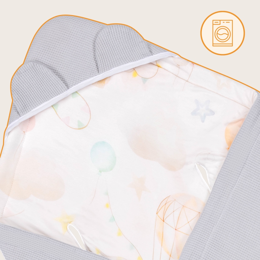 Lionelo - Insvepningsfilt till bilbarnstol TRAVEL SWADDLE 90x90 cm Grå Ballong