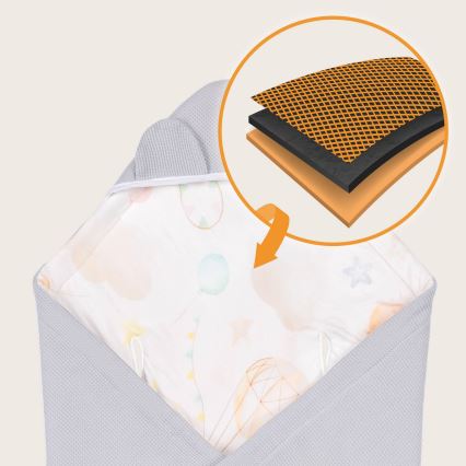 Lionelo - Insvepningsfilt till bilbarnstol TRAVEL SWADDLE 90x90 cm Grå Ballong