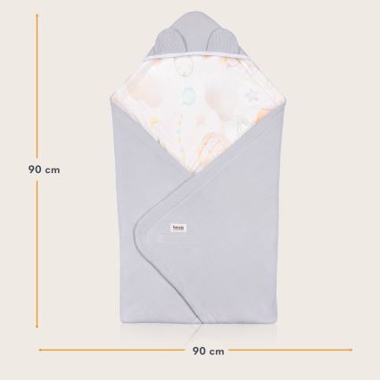 Lionelo - Insvepningsfilt till bilbarnstol TRAVEL SWADDLE 90x90 cm Grå Ballong