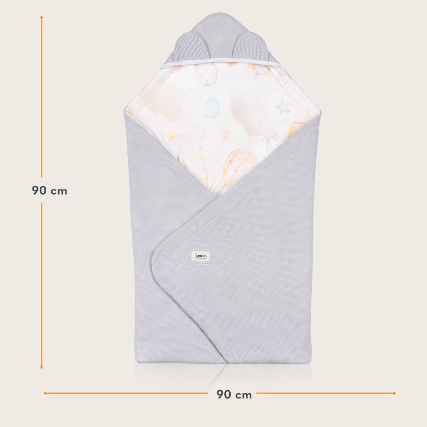 Lionelo - Insvepningsfilt till bilbarnstol TRAVEL SWADDLE 90x90 cm Grå Ballong