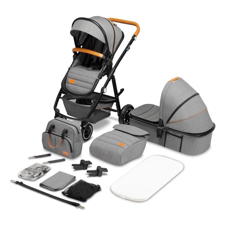 Lionelo - Kombinerad 2-i-1-barnvagn AMBER Grey Stone