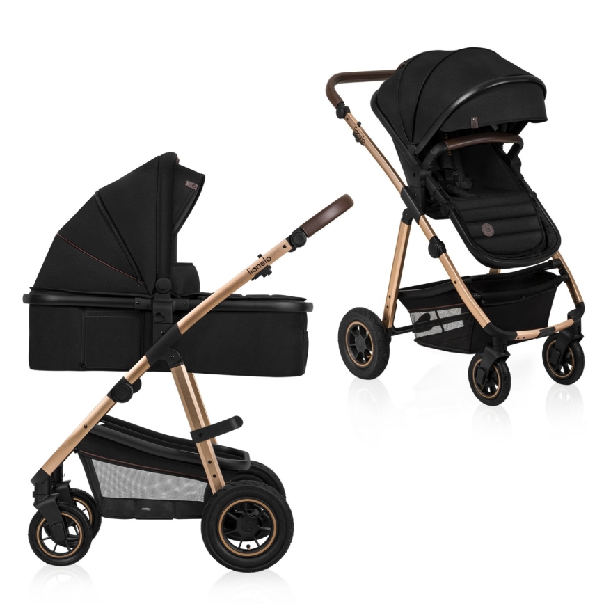 Lionelo - Kombinerad 2-i-1-barnvagn AMBER Svart Onyx