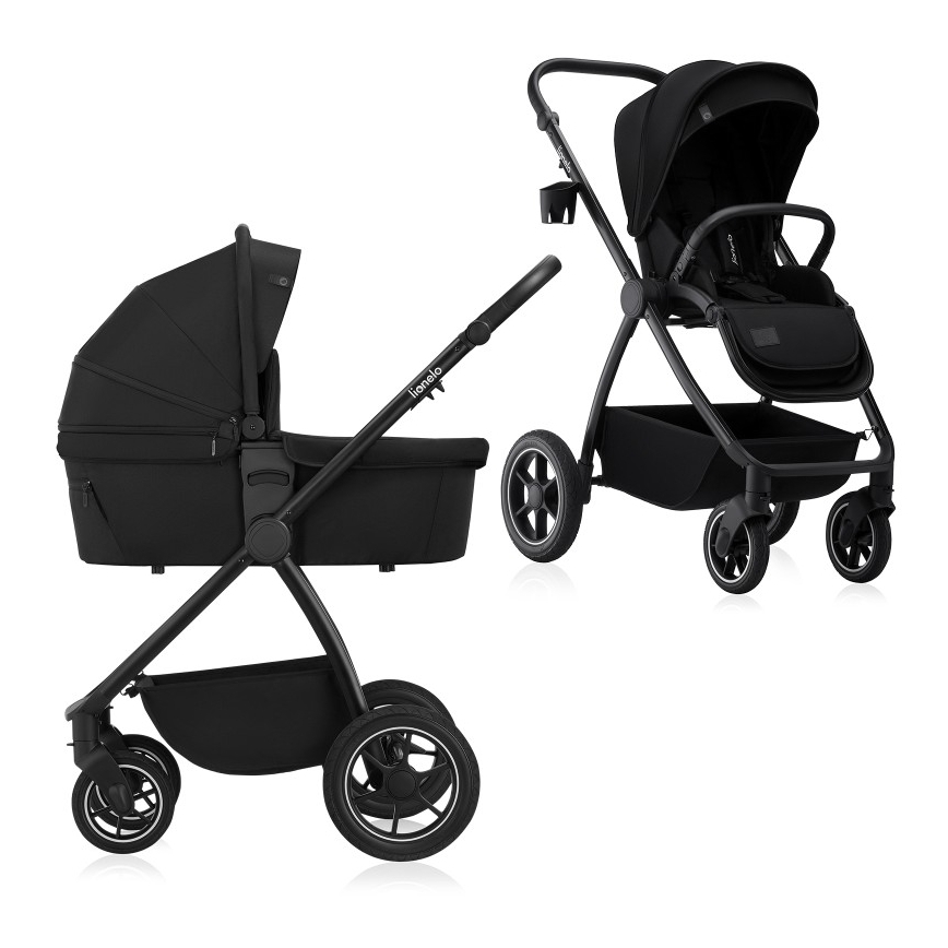 Lionelo - Kombinerad 2-i-1 barnvagn MERIL Black Onyx