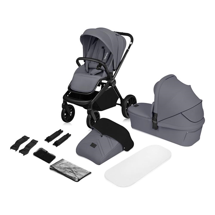 Lionelo - Kombinerad 2-i-1-barnvagn MIKA PLUS Grey Stone