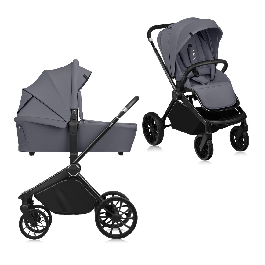 Lionelo - Kombinerad 2-i-1-barnvagn MIKA PLUS Grey Stone
