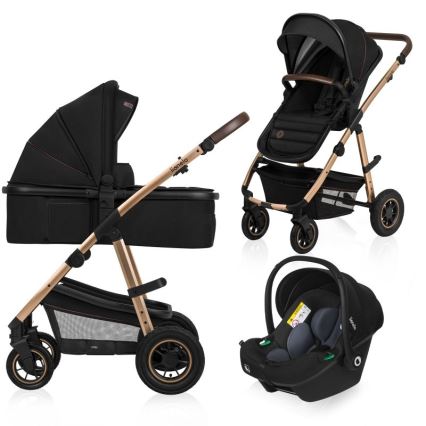 Lionelo - Kombinerad 3-i-1 barnvagn AMBER Black Onyx
