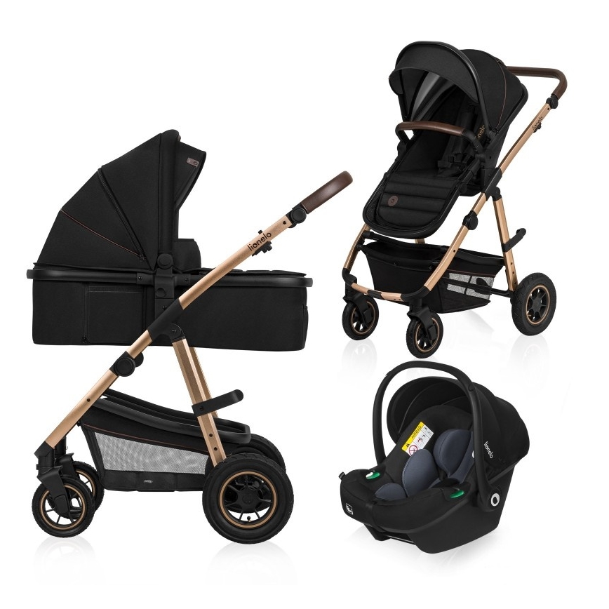 Lionelo - Kombinerad 3-i-1 barnvagn AMBER Black Onyx