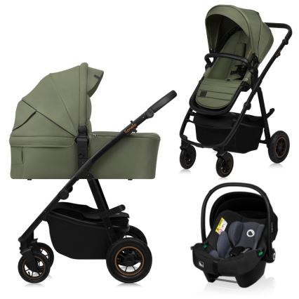 Lionelo - Kombinerad 3-i-1 barnvagn AMBER PLUS Green Forest