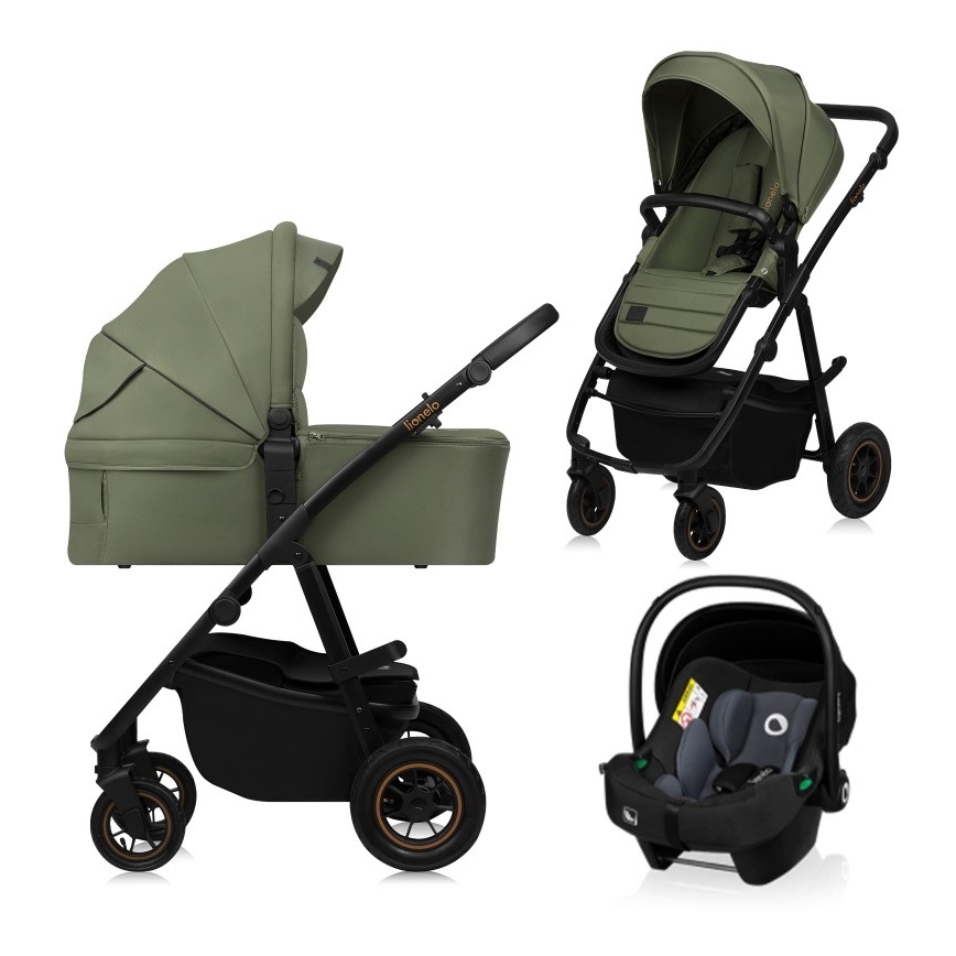 Lionelo - Kombinerad 3-i-1 barnvagn AMBER PLUS Green Forest