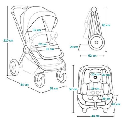Lionelo - Kombinerad 3-i-1-barnvagn LAYLA Grey Stone