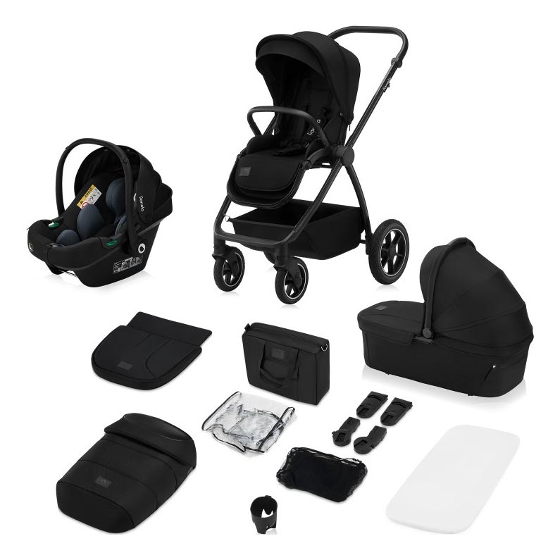 Lionelo - Kombinerad 3-i-1 barnvagn MERIL Black Onyx