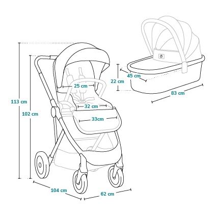 Lionelo - Kombinerad barnvagn 2 i 1 AMBER Pink Rose