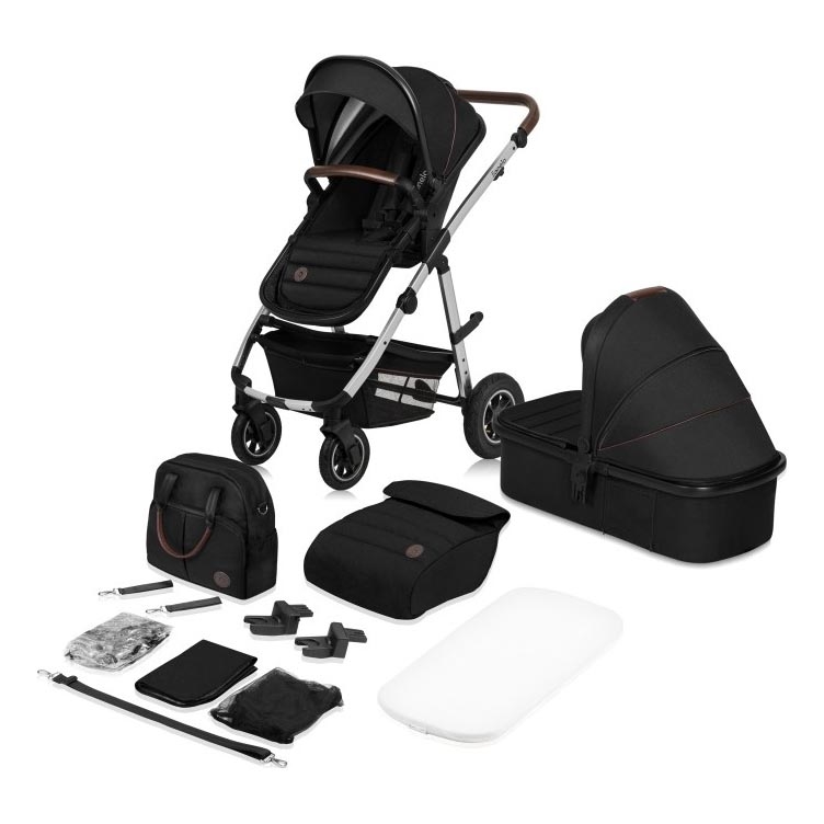 Lionelo - Kombinerad barnvagn 2-i-1 AMBER Svart Silver