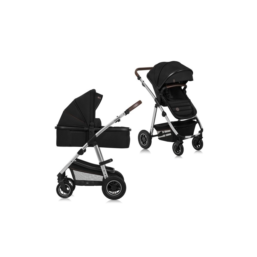 Lionelo - Kombinerad barnvagn 2-i-1 AMBER Svart Silver