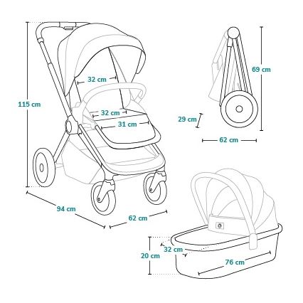 Lionelo - Kombinerad barnvagn 2-i-1 LAYLA Grey Stone