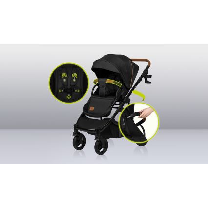 Lionelo - Kombinerad barnvagn 2-i-1 MARI TOUR Black Onyx