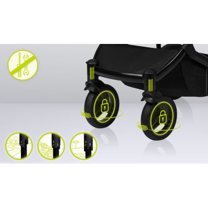 Lionelo - Kombinerad barnvagn 2-i-1 MARI TOUR Black Onyx