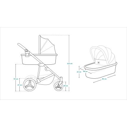 Lionelo - Kombinerad barnvagn 2-i-1 MARI TOUR Black Onyx