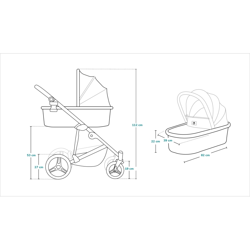 Lionelo - Kombinerad barnvagn 2-i-1 MARI TOUR Black Onyx